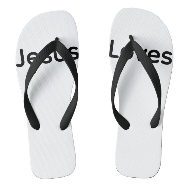 Chinelos Pair of Flip Flops Jesus loves you Christian  (Pé da cama)