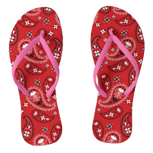Chinelos Paisley Pattern com Fundo Vermelho-23214