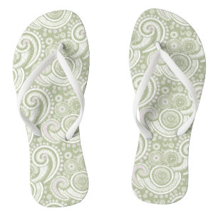 Chinelos Pale Green e White Paisley Pattern