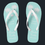 Chinelos Palm Tree Brile Tribe Blue White<br><div class="desc">Bata na praia em estilo com esses Chinelos da Tribo Branca Azul,  do Lago Praia incríveis,  com pequenas palmeiras doces para te dar essa sensação tropical! Espaço para personalizar com os nomes das madrinhas! Misturar e combinar todos os seus produtos favoritos do Beach Lover de Up On Mountain!</div>