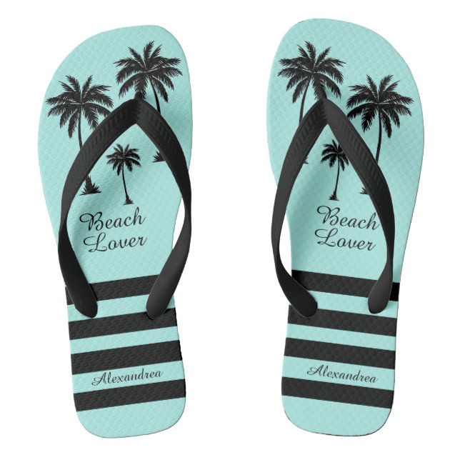 Chinelos Palm Tree Personalizado Beach Lover (Pé da cama)