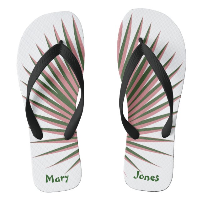 Chinelos Palmas cor-de-rosa-branca Personalizar Aquarela Tr (Pé da cama)