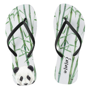 Chinelos Panda com Bamboo - Adicionar seu nome - Personaliz