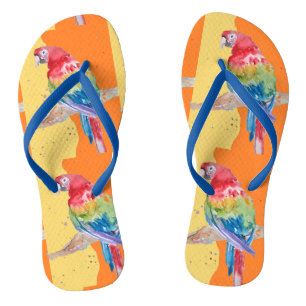 Chinelos Papagaio Papagaios Tropical Arara Ave Laranja Home