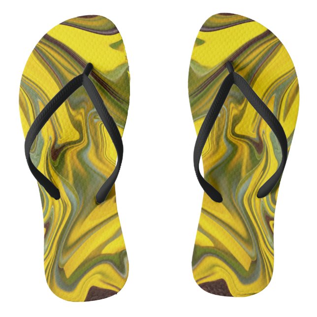 Chinelos Papel Digital Ondas de Mármore Amarelo-55448 (Pé da cama)