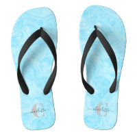 Pastel Blue Marble Nome Monograma Personalizado