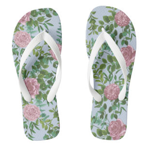 Chinelos Pastel Floral de Casamento Azul e Rosa