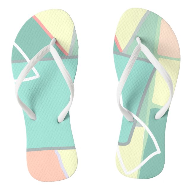 Chinelos Pastel Pálido Turquesa Abstrato (Pé da cama)