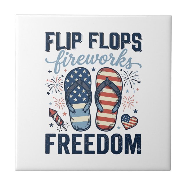 Chinelos Patrióticos Fogos de Artifício Camisa Lib (Frente)