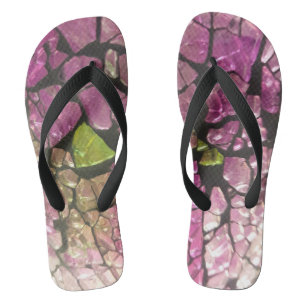 Chinelos Pedras cor-de-rosa lavanda mosaica
