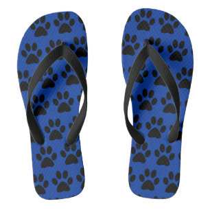 Chinelos Pegadas de Patinhas de Cachorro Fofo Preto Azul 