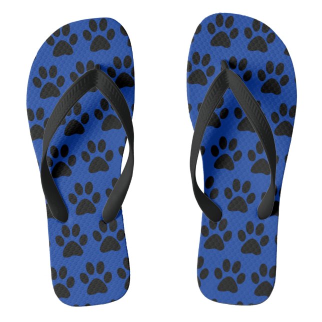 Chinelos Pegadas de Patinhas de Cachorro Fofo Preto Azul  (Pé da cama)
