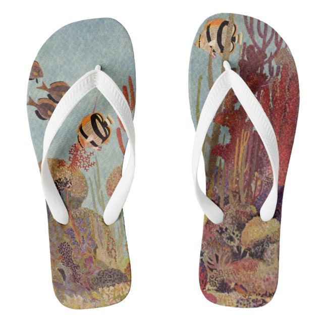 Chinelos Peixe-anjo no Coral, Peixes Tropicais Antigos no O (Pé da cama)