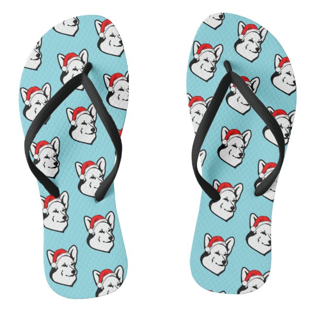 Chinelos Pembroke Welsh Corgi Dog Christmas Santa Hat (Pé da cama)