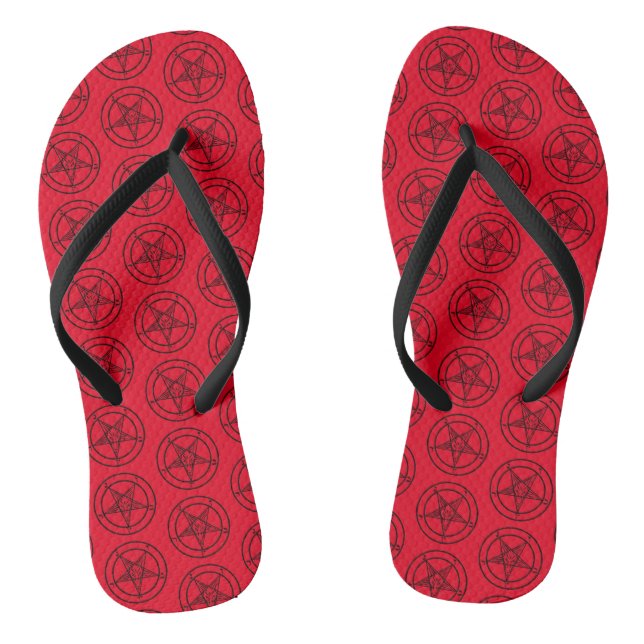Chinelos Pentagrama de Red Baphomet Satanic (Pé da cama)