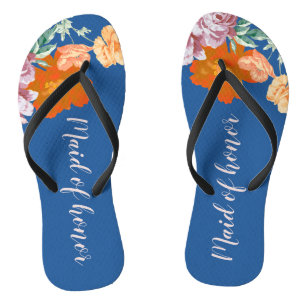 Chinelos Peony Floral Algo Madrinha de casamento Azul De Ca