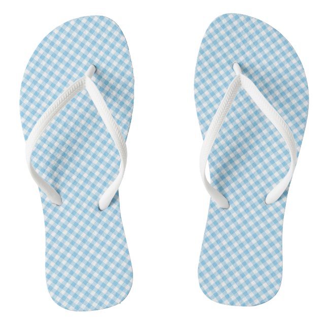 Chinelos Pequenas Verificações de Gingham Diagonal em Azul- (Pé da cama)
