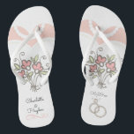 Chinelos Personalização de casamento nobre<br><div class="desc">Chinelos de casamento para a noiva bonito! Personalize e adicione seus nomes personalizados e a data do casamento.</div>