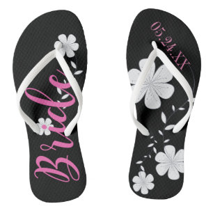 Chinelos Personalização Floral Branca da Noiva
