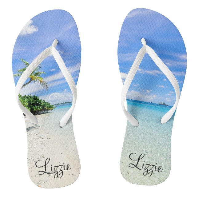 Chinelos Personalizados de Destino Tropical (Pé da cama)