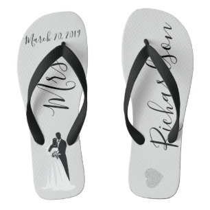 Chinelos Personalizados de Noiva com Data e Nome