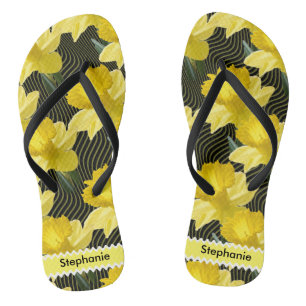 Chinelos Personalize: Daffodils florais do abstrato da
