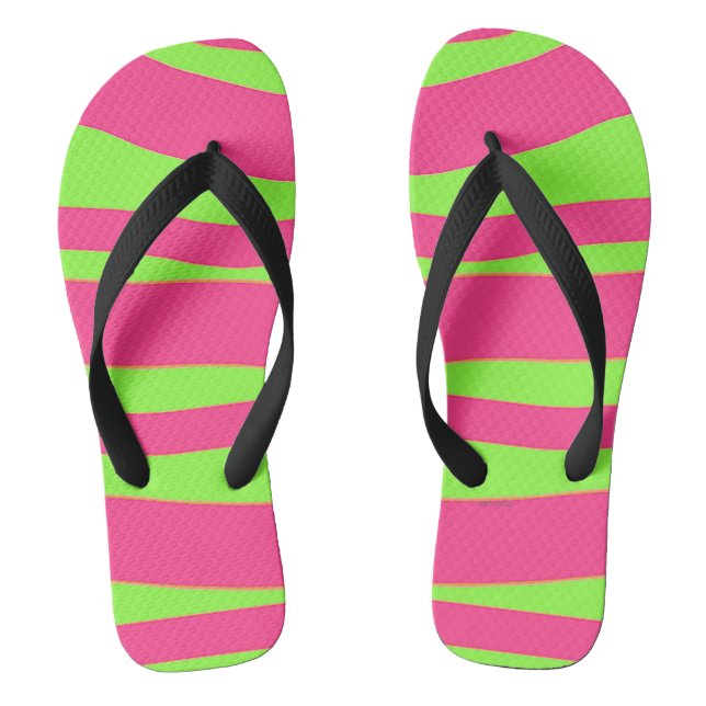 CHINELOS PINK E GREEN STRIPES PARA MULHERES (Pé da cama)