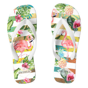 Chinelos PINK FLAMINGOS PixDezines, TEMA TROPICAL