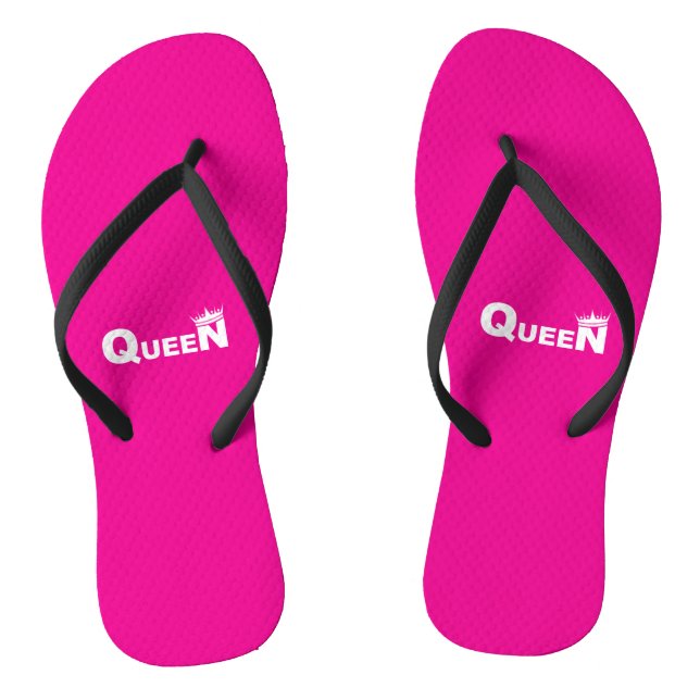 Chinelos Pink flip-flops with 'Queen' – beach style (Pé da cama)