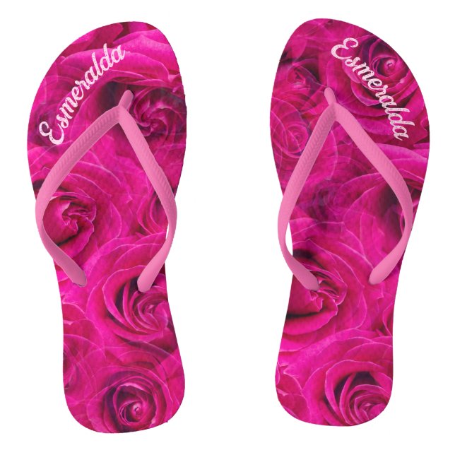 CHINELOS PINK ROSES PATTERN JANDALS PERSONALIZADO (Pé da cama)