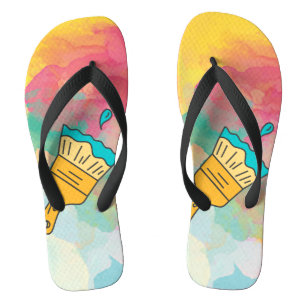 Chinelos pintado com pincel