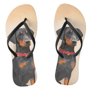 Chinelos Pintura Alemã Pinscher Pintura Original Arte Anima