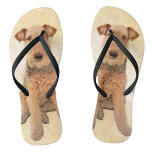 Chinelos Pintura de Airedale Terrier - Arte original bonita