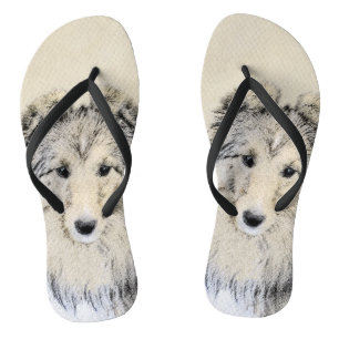 Chinelos Pintura de Shetland Sheepdog - Arte Cachorro Origi