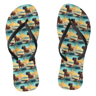 Chinelos Pintura de Surf na Praia do Bullmastiff