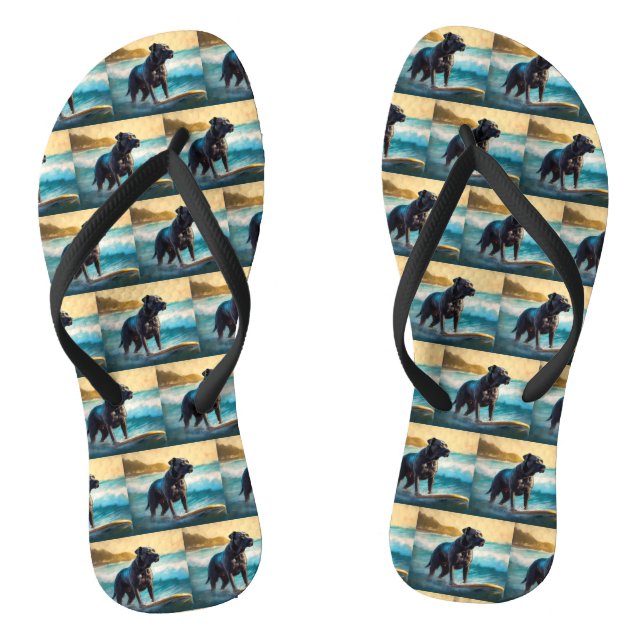 Chinelos Pintura de Surf na Praia do Cane Corso (Pé da cama)