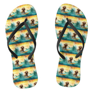 Chinelos Pintura de Surf na Praia do Cockapoo