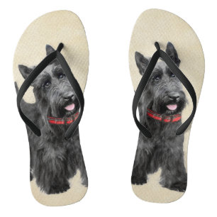 Chinelos Pintura de Terrier escocês - Arte de cão original 
