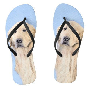 Chinelos Pintura do ouro Retriever - Arte Cachorra Original