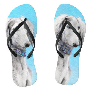 Chinelos Pintura em Saluki (Prata) - Arte Cão Original Bon