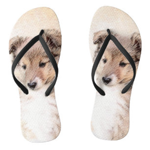 Chinelos Pintura Original de Cachorro Shetland Sheepdog