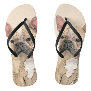 Chinelos Pintura para o Bulldog Francês (Sable) - Fita Ori