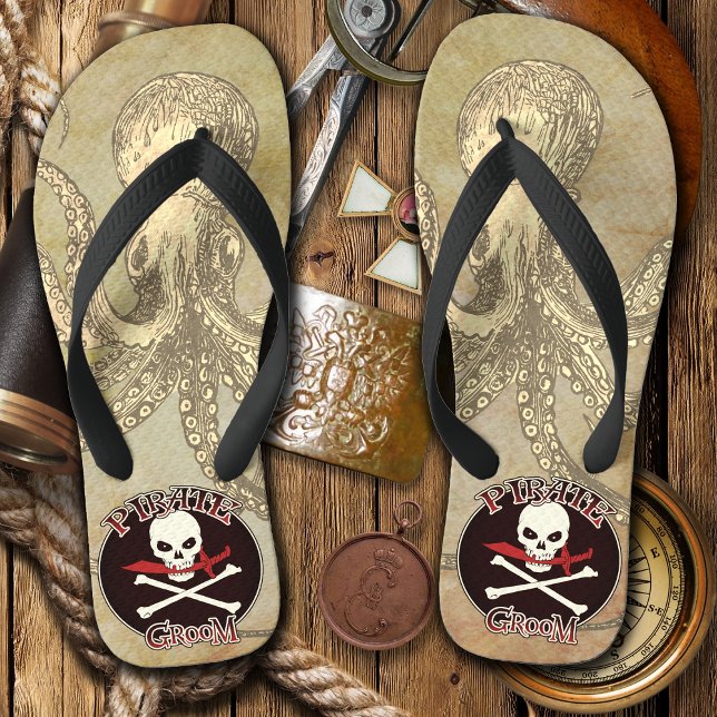 Chinelos Pirate Groom (Pirate Groom Flip Flops)