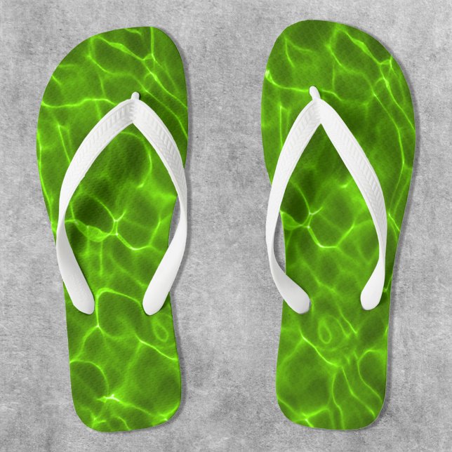 Chinelos Piscina Verde Limão Neon (Funny Green Water Swimming Pool Photo Flip Flops)