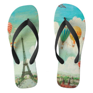 Chinelos PixDezines balões vintage/eiffel/paris