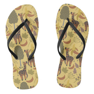 Chinelos Plano de fundo amarelo sem costura Giraffe