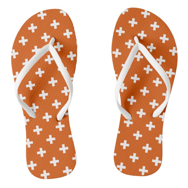 Chinelos Polka branca cruza a laranja queimada (Pé da cama)