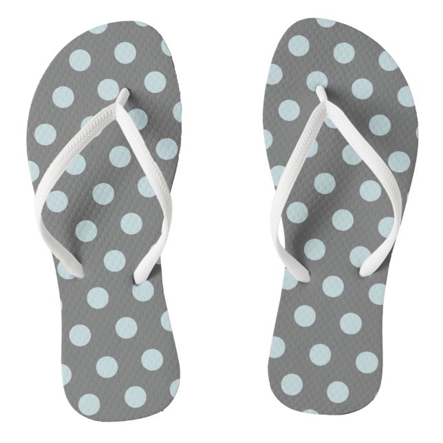 Chinelos Pontos Polka Azul Cinza (Pé da cama)