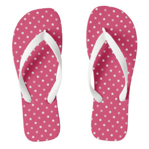 Chinelos pontos rosa e branco