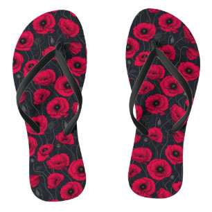 Chinelos Poppies vermelhos